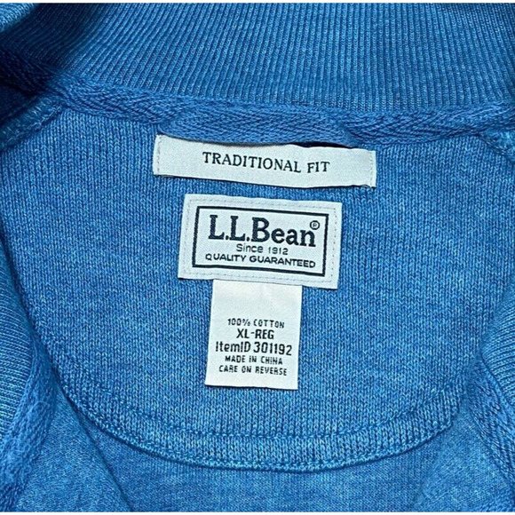 LL Bean Sweater Mens XL Blue 1/4 Zip Traditional Fit Pullover Long Sleeve - Picture 3 of 6